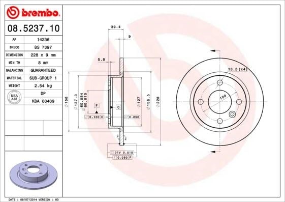Volvo 440 445 460 464 480 482 1988->1996 Arka Fren Diski Aks BREMBO