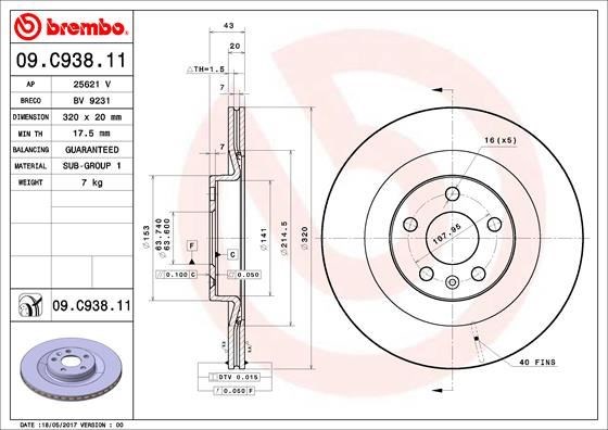 Volvo S60 3 Arka Fren Diski Delikli BREMBO
