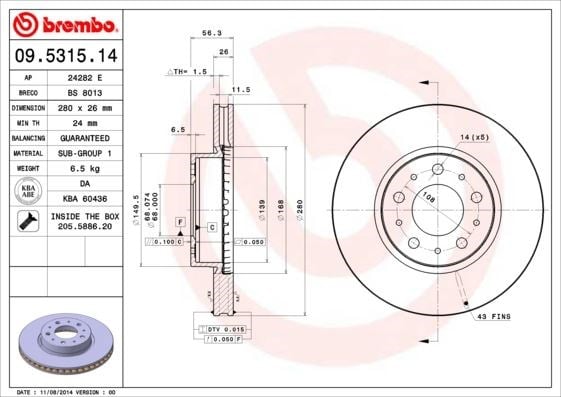 Volvo Ön Fren Diski Standard BREMBO