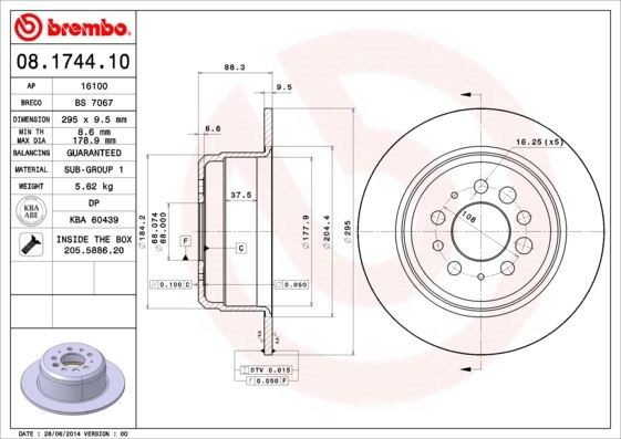 Volvo 140 142 144 1800 Arka Standart Fren Diski BREMBO