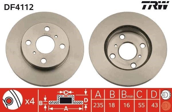 Toyota Yaris Ön Fren Diski Hava Kanallı TRW