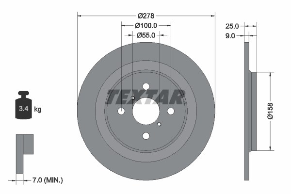 Toyota Yaris Arka Fren Diski Dolu Tip TEXTAR