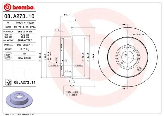 Toyota Yaris Arka Fren Diski Dolu Tip Kaplamalı BREMBO