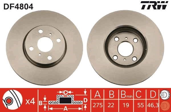 Toyota Yaris Ön Fren Aynası TRW