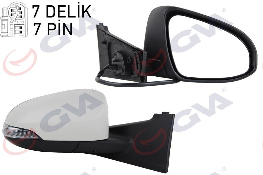 Toyota Yaris Dış Dikiz Aynası Sağ Elektrikli Isıtmalı Sinyalli Astarlı Dış Bükey GVA