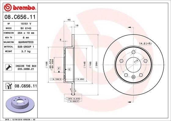 Opel Zafira B Arka Fren Aynası Dolu BREMBO