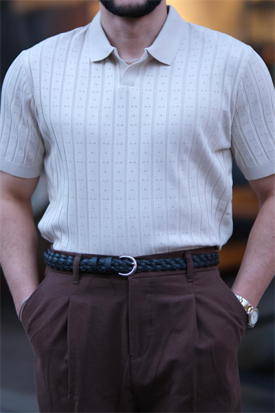 , Ettore Old Money Lineer Polo Yaka Triko Bej