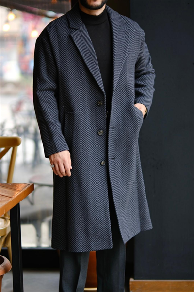 The Windsor Balıksırtı Yün Karışımlı Old Money Oversize Palto Gri VV7