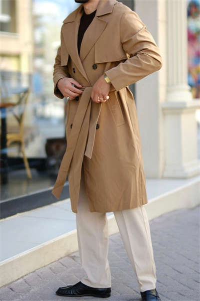 Torenzi Kruvaze Belted Old Money Trench Camel