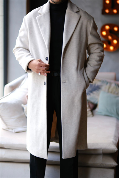 Vellano Kaşmir &Yün Karışımlı Oversize Old Money Kaban Krem VV