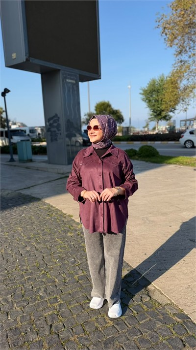 İKOLL 38131 ÇAKMALI SÜVET GÖMLEK