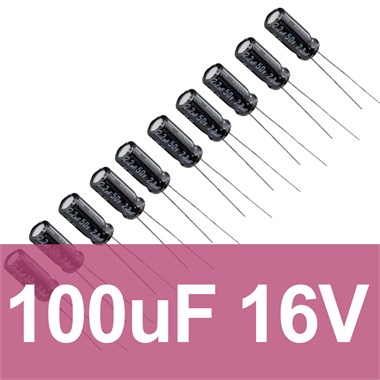100uF 16V Elektrolitik Kondansatör (10 Adet)