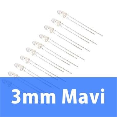3mm Şeffaf Mavi Diyot LED (10 Adet)