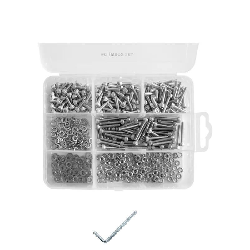 M4 İmbus Civata Seti 500 Parça - Alyan Anahtar Hediyeli