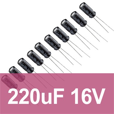 220uF 16V Elektrolitik Kondansatör (10 Adet)