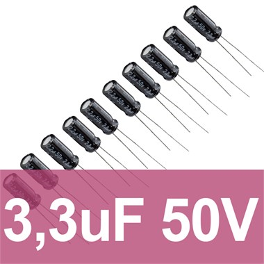 3.3uF 50V Elektrolitik Kondansatör (10 Adet)