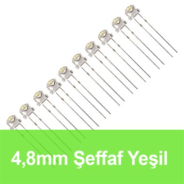 4.8mm Şeffaf Yeşil Mantar LED (10 Adet)