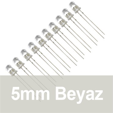 5mm Şeffaf Beyaz Diyot LED (10 Adet)