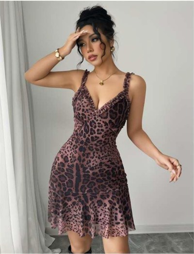 Passione Leopar Gece Kıyafeti Siyah FRP1038 (E-1038)