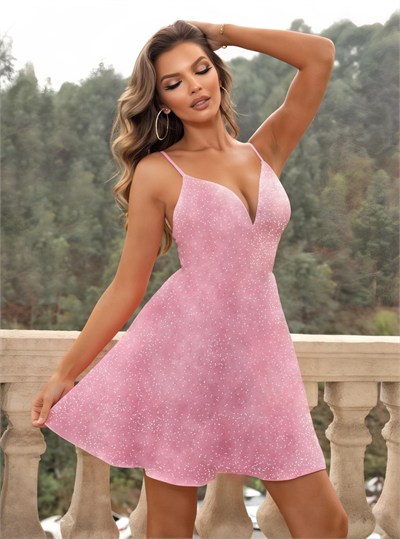Passione  Simli Gece Kıyafeti Pembe FRP1022