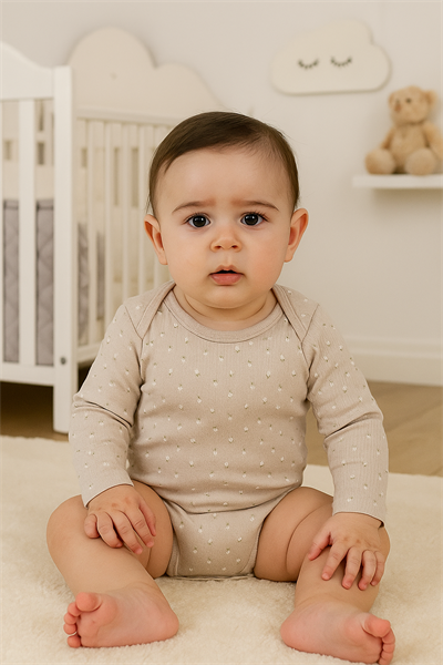 Çiçekli Kahve Bebek Zıbın 1 - 3 Yaş