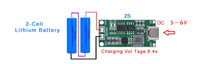 2S 2A Type-C Çok Hücreli 18650 Lityum Pil Şarj Modülü (8.4V / 12.6V / 16.8V)