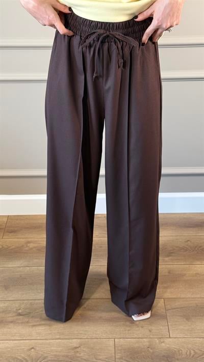 KAHVE BİYELİ POLİVİSKON PANTOLON