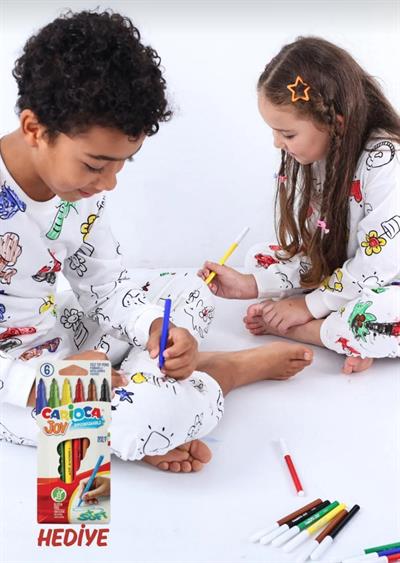 Boyamalı Pijama Takım - Boya Kalem Hediyeli