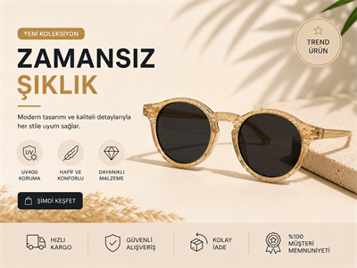 Çocuk Yuvarlak Güneş Gözlük - Simli Sarı