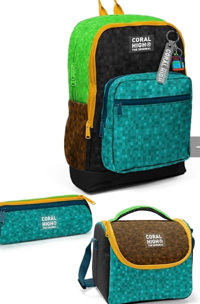Coral High MineCraft Desenli 3'lü Okul Çanta Seti SET0133216
