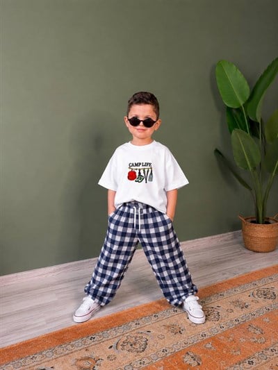 Damalı Unisex 2'li Takım - Lacivert