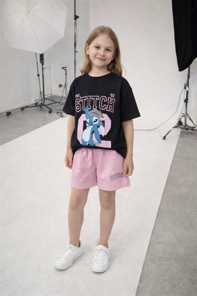 Stitch Baskılı İkili Takım - Pembe