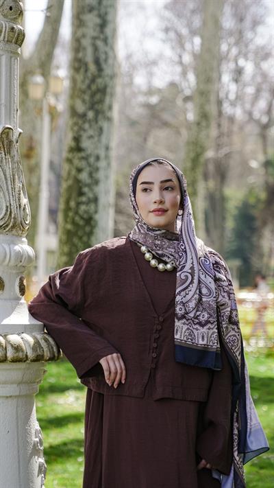 Elara Etnik Desen Soft Şal Krem
