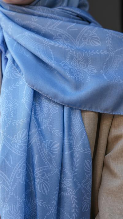 Yasera Desen Soft Şal Pastel Mavi