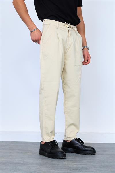 Açık Krem Cotton Boyfriend Pantolon