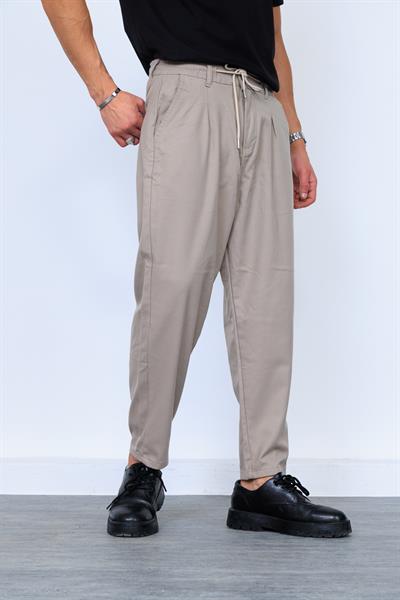 Bej Bağcıklı Pantolon