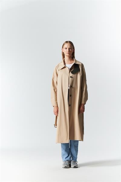 DERİ DETAY TRENCH COAT BEJ