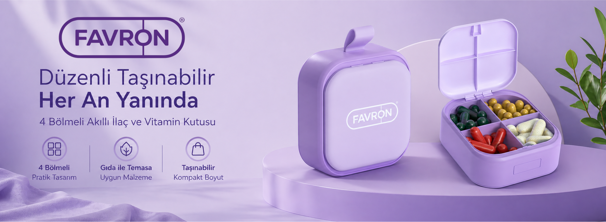 Favron İlaç Kutusu 4 Bölmeli
