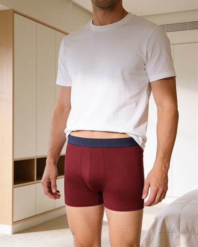  Erkek 3lü Pamuklu Boxer Bordo Gri Lacivert 