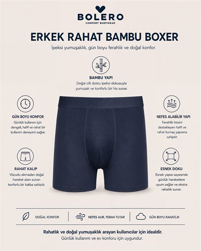  Erkek Bambu Boxer Lacivert 