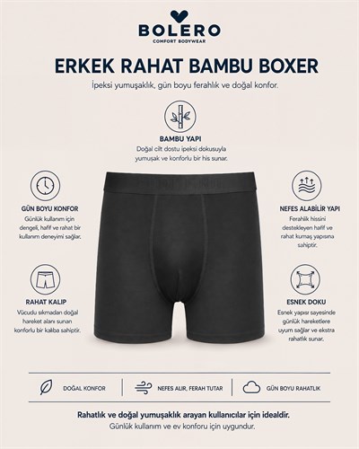  Erkek Bambu Boxer Siyah 