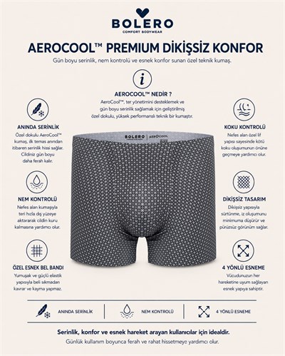 Aerocool Erkek Dikişsiz Boxer Antrasit Baskılı
