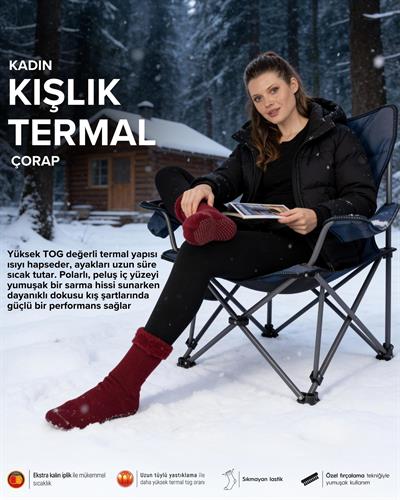 Kadın Kışlık Termal Çorap Bordo