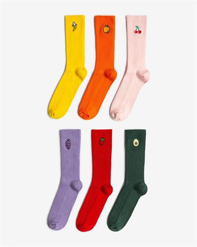 6lı Nakışlı Meyveli Renkli Kadın Çorabı