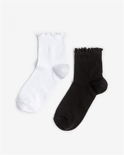 Kadın Fırfırlı 2li Çorap Siyah Beyaz
