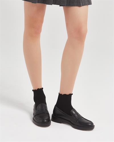 Kadın Fırfırlı 2li Çorap Siyah Beyaz