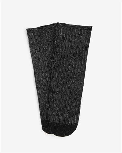 Kadın Roll Top Lastiksiz Simli Çorap Siyah