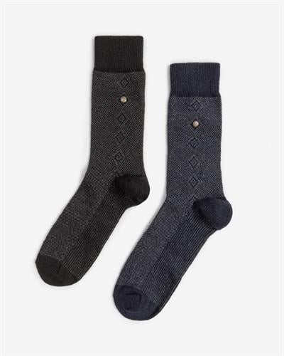 Erkek 2li Yün Çorap Siyah Lacivert