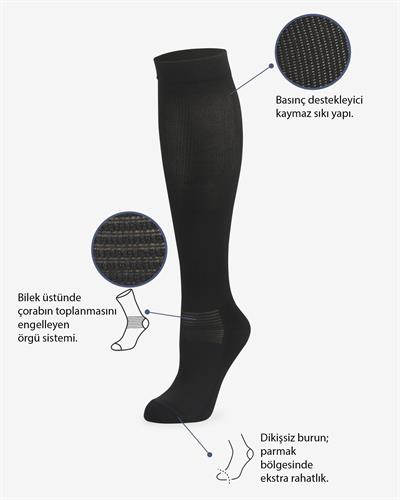 Unisex Uçuş & Seyahat Çorabı Siyah