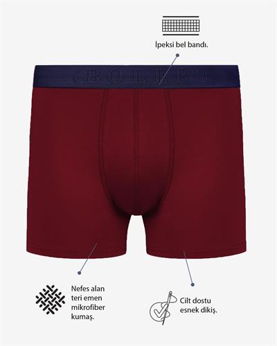  Erkek 3lü Pamuklu Boxer Bordo Gri Lacivert 